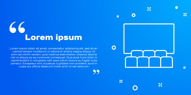 白线影院礼堂与屏幕图标图片下载