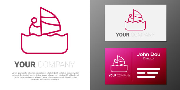 标志字线帆板图标孤立在白色图片下载