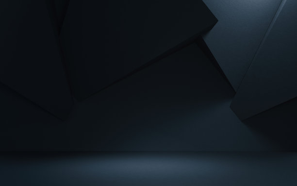 空房间与黑色背景，3d渲染。图片下载
