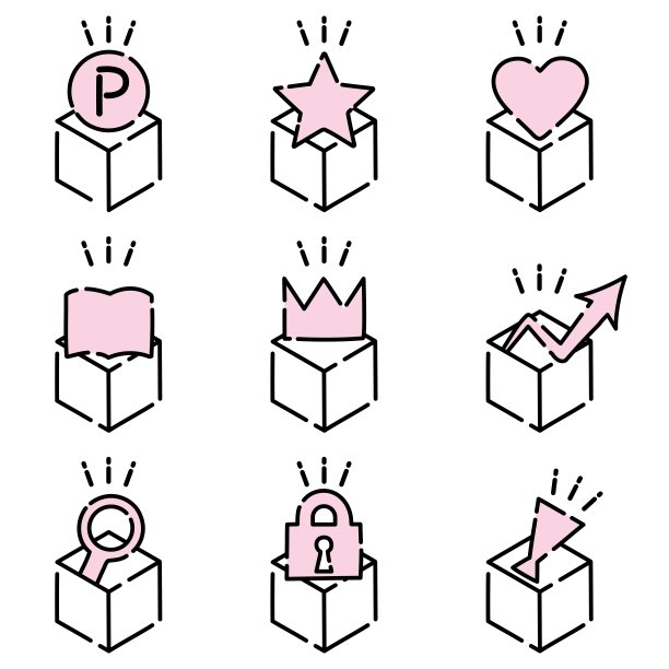 简单可爱的粉色图标集，可以用于购物等/插图材料(矢量插图)图片下载