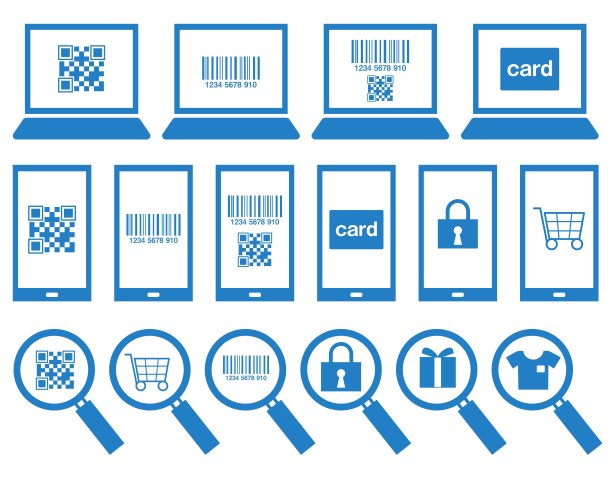 条形码支付设置，可以在商店和网上购物/插图材料(矢量插图)图片下载