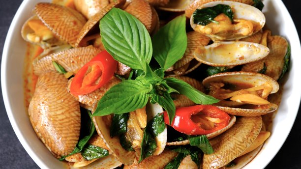 泰式罗勒炒蛤蜊壳图片下载