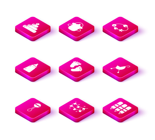 设置摇铃婴儿玩具嘉年华花环与旗帜图片下载