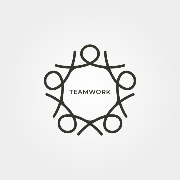 五人团队logo线条艺术符号设计图片下载