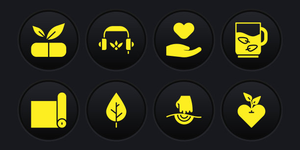 集健身垫卷杯茶和叶叶图片下载