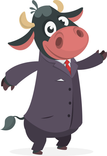 卡通滑稽微笑的奶牛还是穿着弓形鞋图片下载