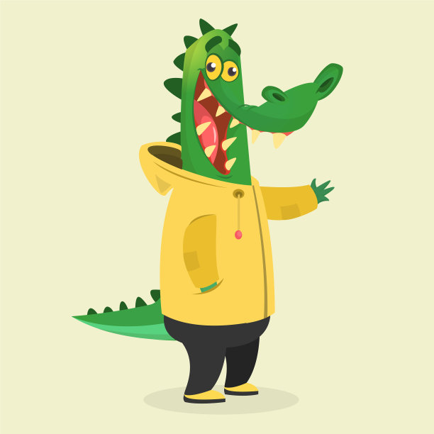 卡通里滑稽快乐的黄鳄鱼图片下载