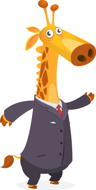 卡通滑稽微笑的长颈鹿穿着弓形鞋或图片下载