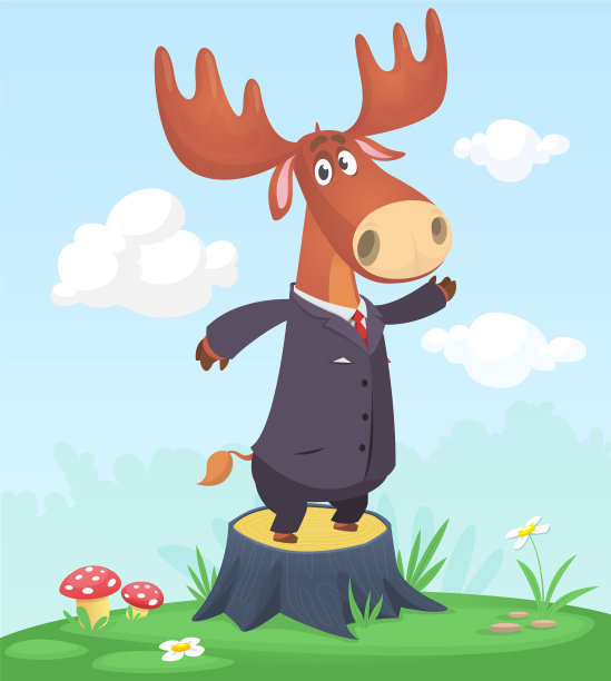 卡通搞笑而快乐的驼鹿站在上面图片下载