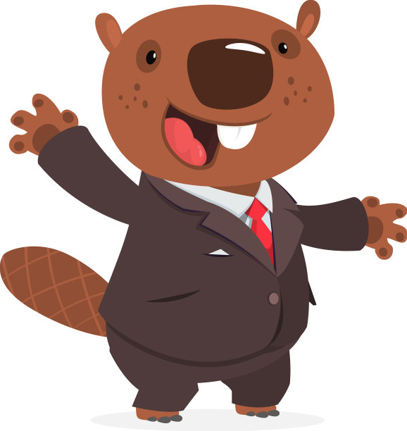 卡通有趣的海狸穿着toxedo或商业图片下载