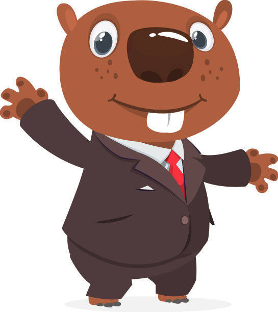 卡通有趣的海狸穿着toxedo或商业图片下载