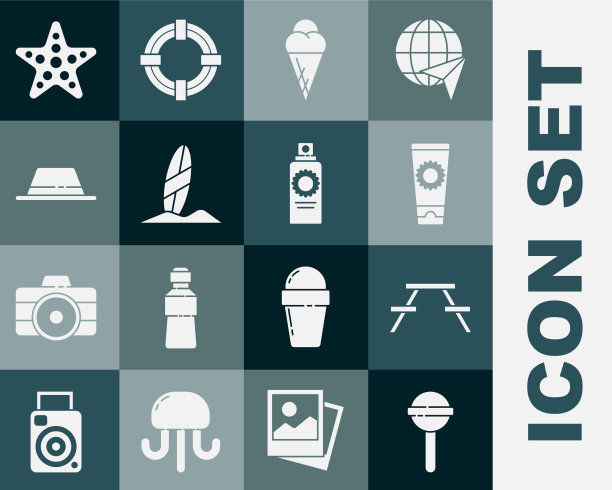 在棒棒糖野餐桌上放上长凳和防晒霜图片下载