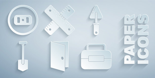 将封闭的门铲、铲、工具箱交叉图片下载