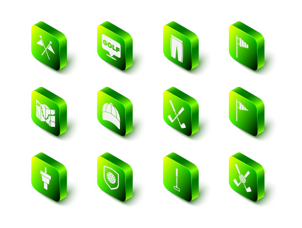 设置高尔夫标签裤子旗交叉高尔夫俱乐部图片下载