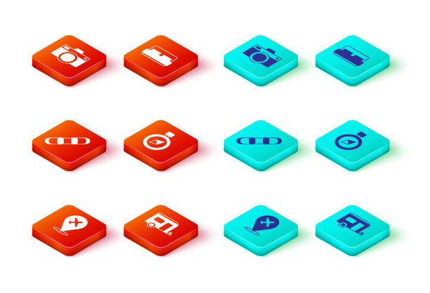 设置飞机房车露营拖车滑雪板指南针图片下载