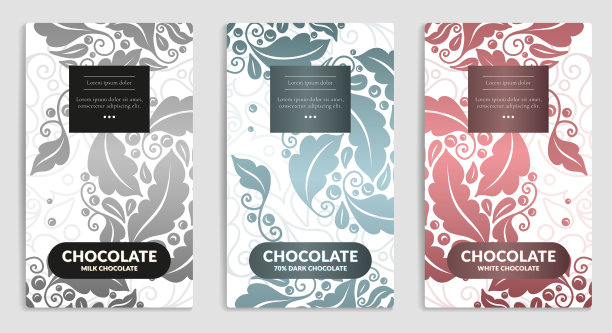 摘要一套巧克力棒的包装设计。向量豪华模板与装饰元素。可作背景和壁纸。非常适合食品和饮料包装类型。图片下载
