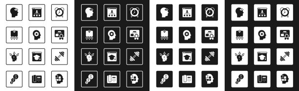 内置齿轮的闹钟人头图片下载