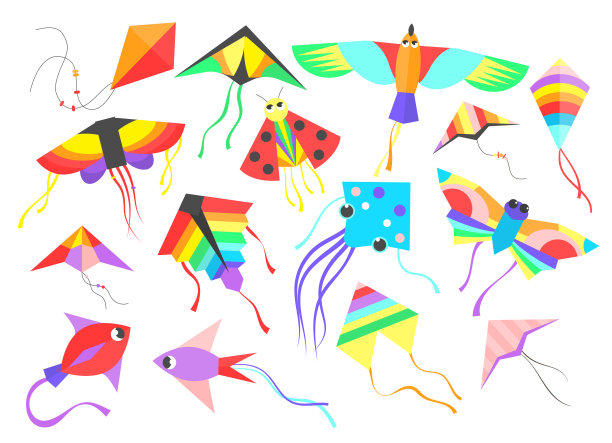 一套五颜六色的风风筝图片下载