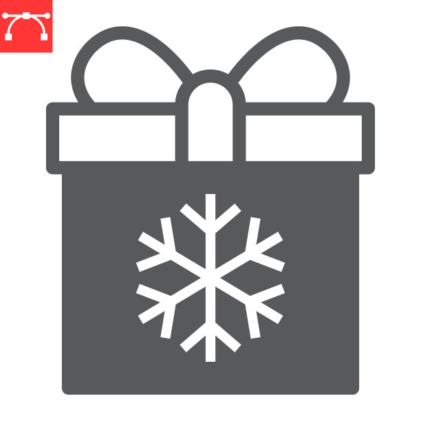 圣诞礼品盒字形图标图片下载