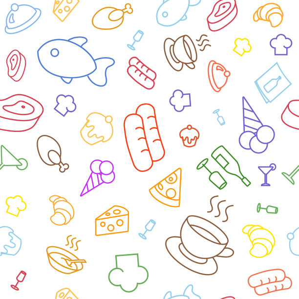 彩色线ico nsfood无缝模式图片下载