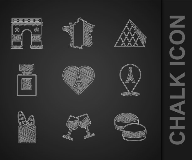 用心形酒杯马卡龙装饰埃菲尔铁塔图片下载