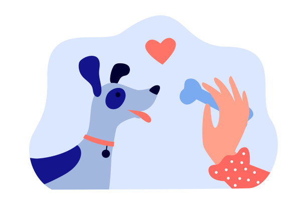 母狗主人为可爱的小狗握着骨头的手图片下载