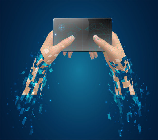 矢量模型与地方的文本，手持电话顶视图。虚拟现实的概念图片下载