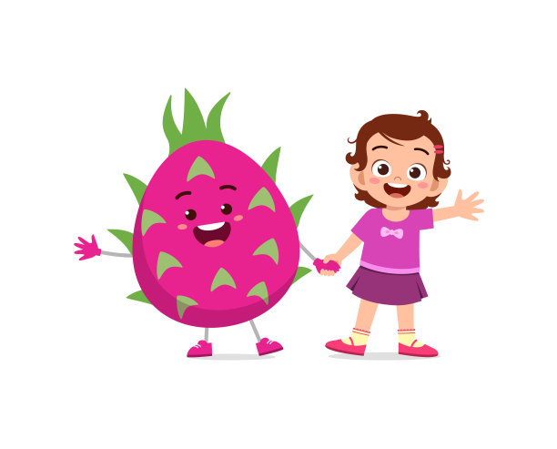 可爱的小女孩站在火龙果的性格图片下载