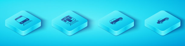 设置等距火车、火车车厢和图标图片下载