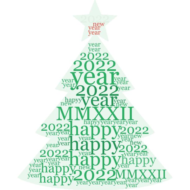 新年快乐2022年圣诞松树与星星在各种颜色与白色的背景。图片下载