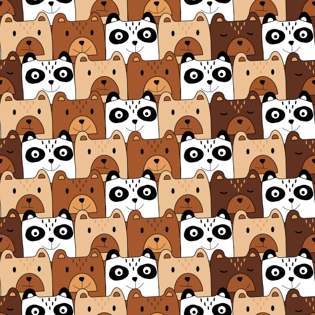 无缝图案与可爱的涂鸦熊。图片下载