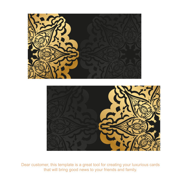 黑色名片模板与黄金复古装饰图片下载