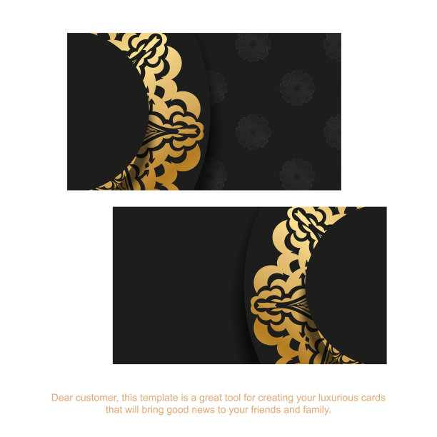 黑色名片模板与黄金复古装饰图片下载