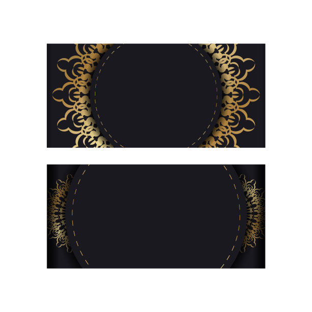 黑色小册子模板与黄金曼荼罗装饰图片下载