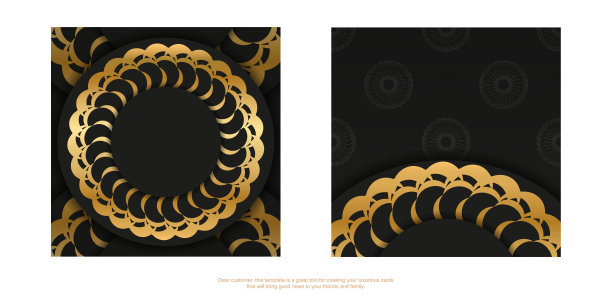 黑色传单与金色印度图案图片下载