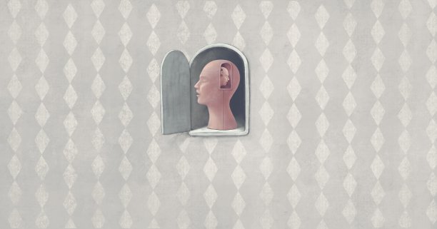 概念艺术，大脑和心理的概念，超现实主义绘画，概念插图，肖像图片下载