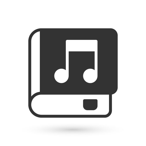 灰色音频书图标孤立在白色背景。乐谱与书本。音频引导标志。在线学习的概念。向量图片下载