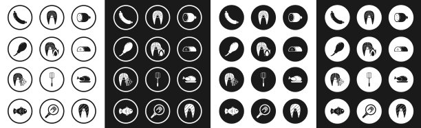 设置腊肠香肠烤鱼排和火图片下载