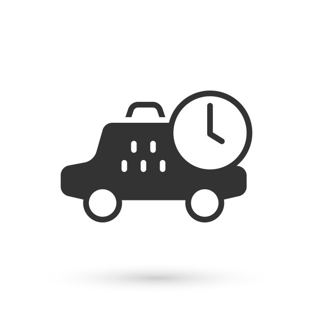 灰色出租车等待时间图标孤立在白色背景。汽车截止时间，安排行程。向量图片下载