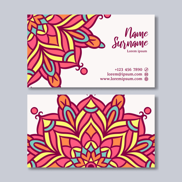 曼荼罗设计的老式名片图片下载