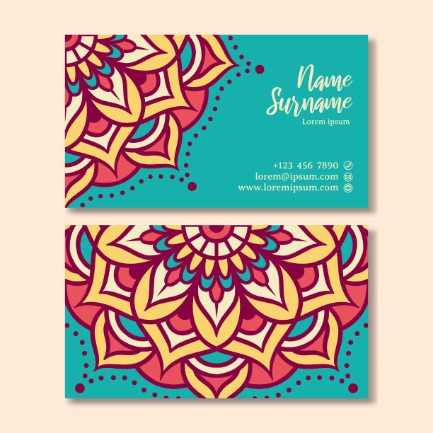 曼荼罗设计的老式名片图片下载