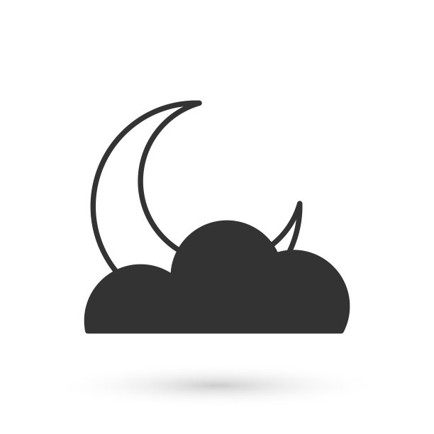 灰色的月亮和星星图标孤立在白色的背景。多云的夜晚的迹象。睡眠的梦想的象征。满月。晚上或睡觉时间的标志。向量图片下载