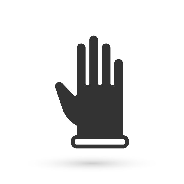 灰色橡胶手套图标隔离在白色背景。乳胶手保护标志。家务清洁设备标志。向量图片下载