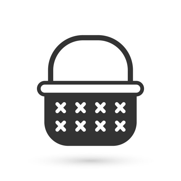 灰色柳条篮子图标孤立在白色背景。向量图片下载