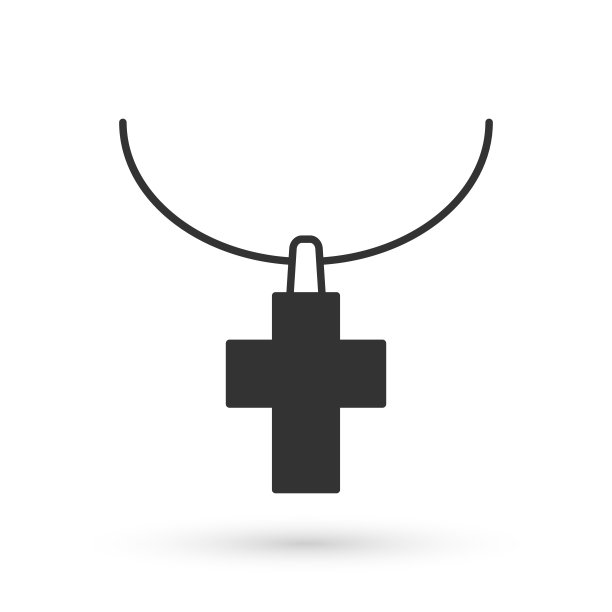 灰色基督教十字架上链图标孤立在白色背景。教堂的十字架。向量图片下载