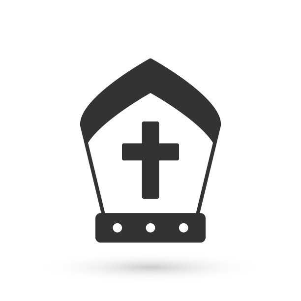 灰色教皇帽子图标孤立在白色背景。基督教的帽子的迹象。向量图片下载