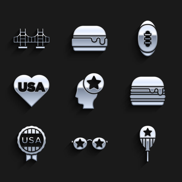 设置美国头眼镜与星星气球汉堡图片下载