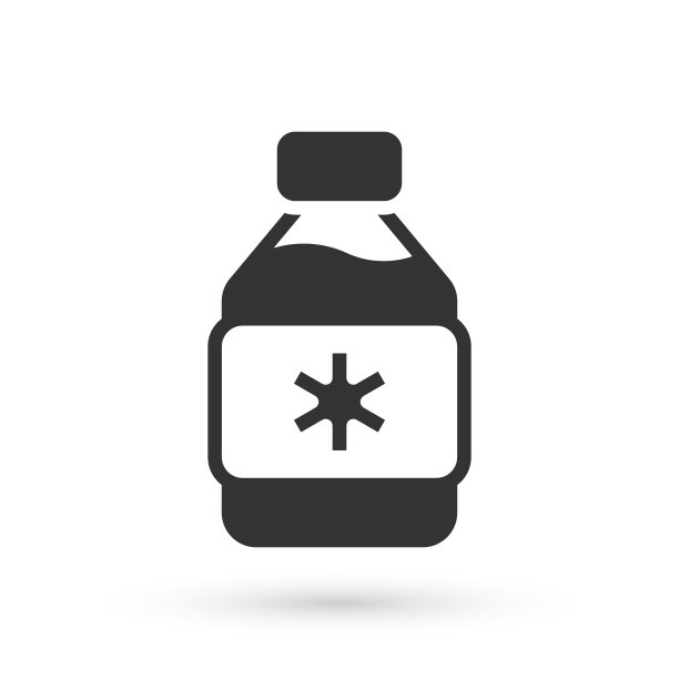 灰色瓶药糖浆图标孤立在白色背景。向量图片下载