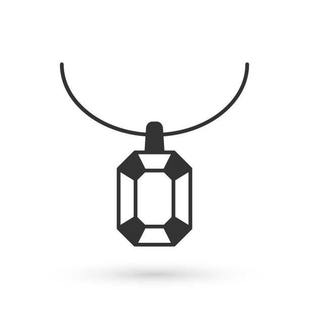 灰色垂饰项链图标隔离在白色背景。向量图片下载