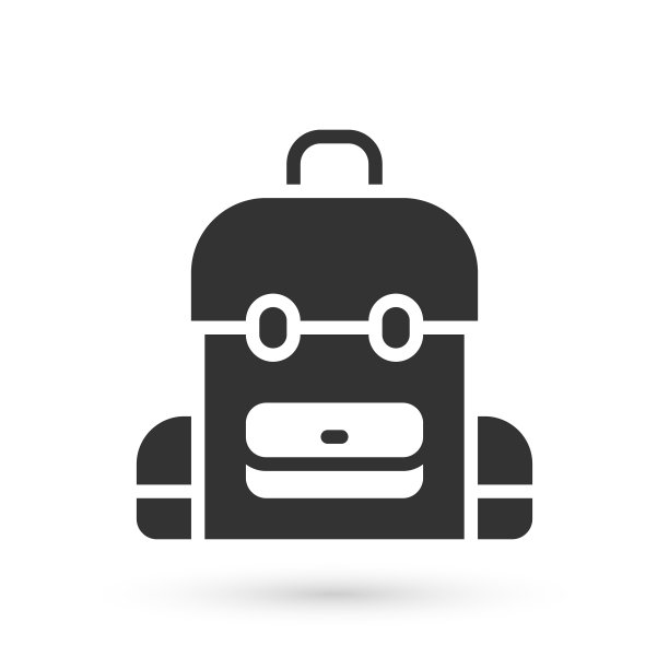 灰色学校背包图标孤立在白色背景。向量图片下载